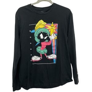 Looney Toons Neff Mens Graphic T-Shirt Marvin the Martian Black Long Sleeve